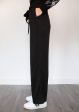 BD Belted Ruffle Edge Wide Leg Pants in Black on Sale