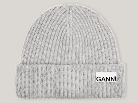 Ganni A3536 grey wool beanie hat For Sale