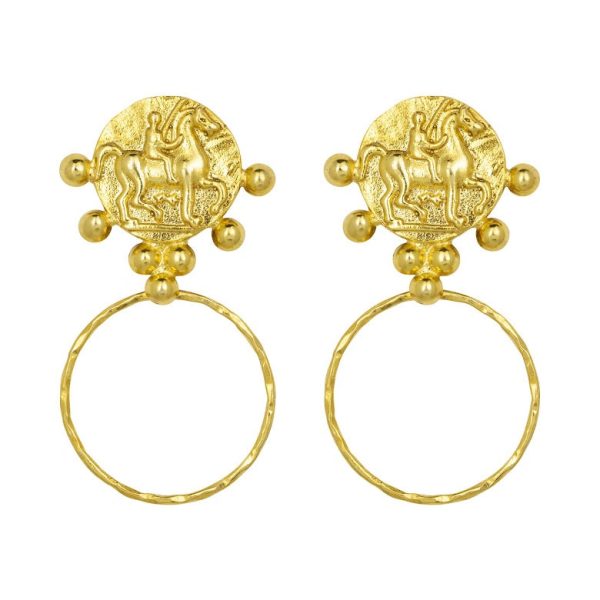 Ashiana JEI09142 Golden Horseman Hoop Earrings Online