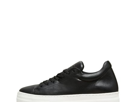 SLF Hailey Leather Trainer in Black Hot on Sale