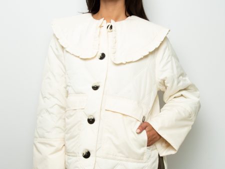 GANNI F7159 Recycled Ripstop Quilt Jacket in Egret Fashion