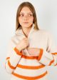 SLF Maline Half Zip Stripe Knit in Birch, Marmalade Supply