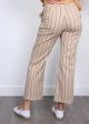 JOSEPH Talia Stripe Trousers in Chai Sulphur For Discount