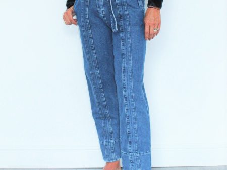 SEC.F Jeanie Trousers in Blue Denim on Sale