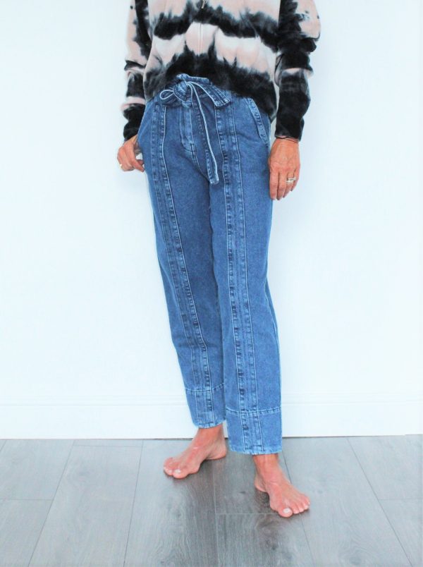 SEC.F Jeanie Trousers in Blue Denim on Sale