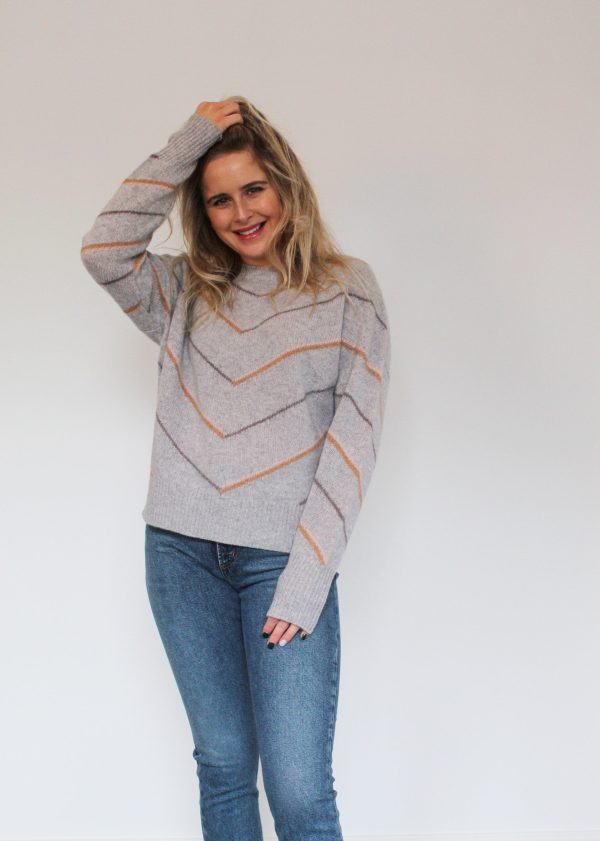 360 Brooke Jumper in Light Heather Grey Multi Online now