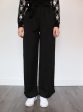 BD Belted Ruffle Edge Wide Leg Pants in Black on Sale