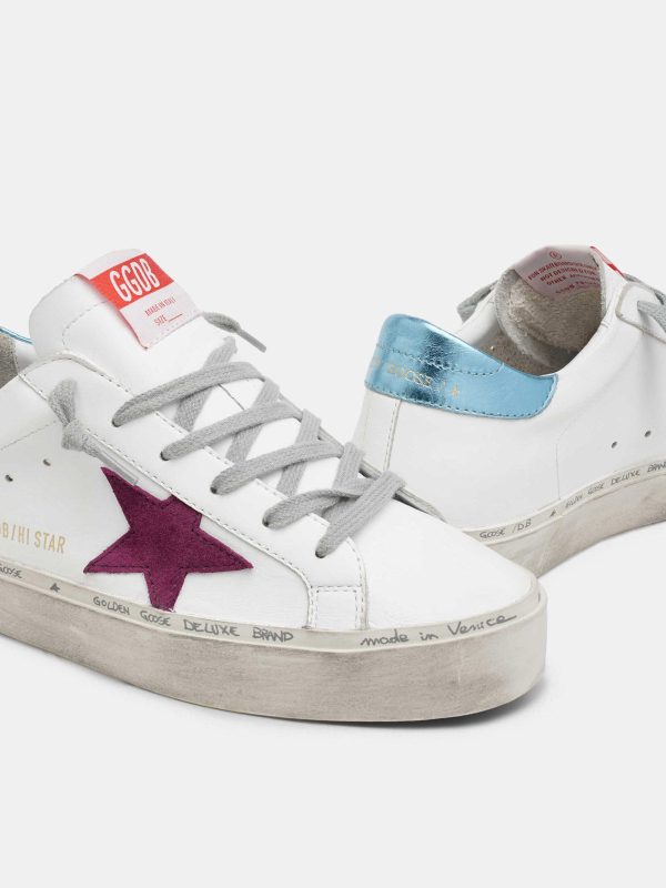 GG Hi Star 118 in White with Purple Star, Blue Heel on Sale