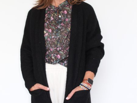 SLF Lulu Long Cardigan in Black Hot on Sale