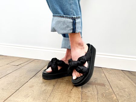 GANNI S1489 Recycled Satin Sandals in Black Sale