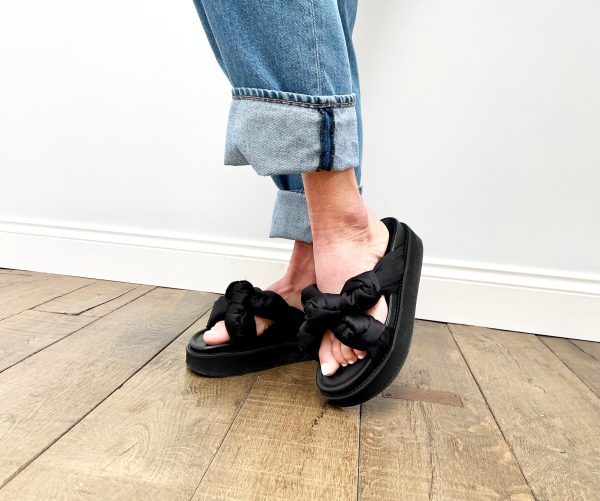 GANNI S1489 Recycled Satin Sandals in Black Sale