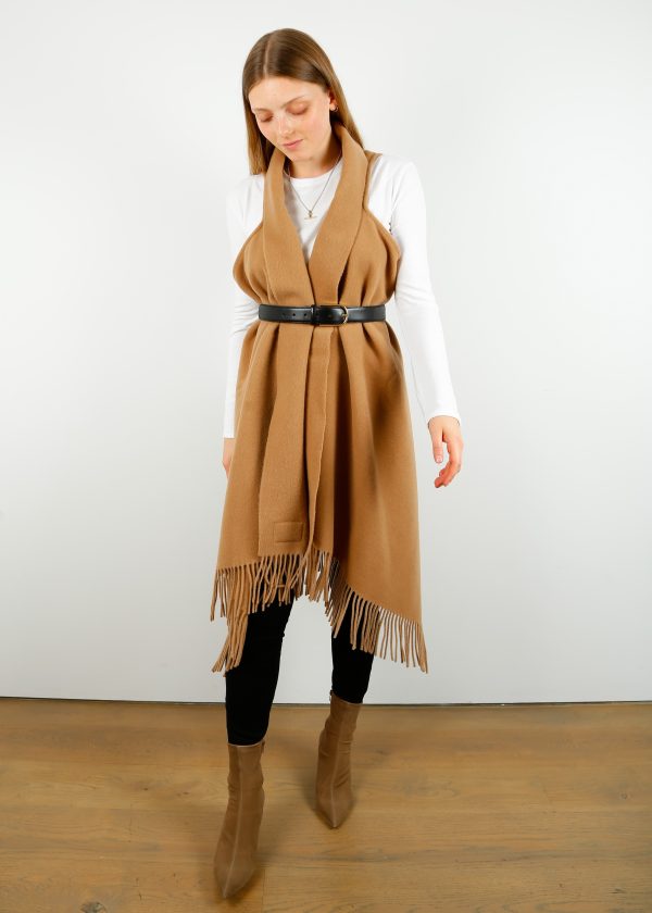 R&B Addison Fringed Shawl in Camel Supply