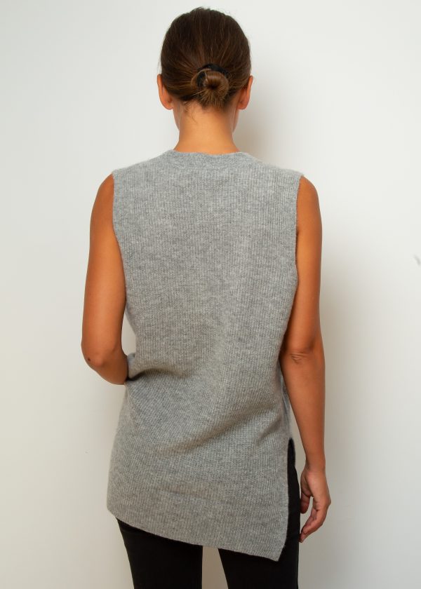 360 Fernanda V Neck Vest in Mid Heather Grey For Cheap