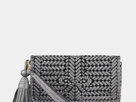 AH The Neeson Tassel Clutch in Anthracite Crinkled Metallic Supply