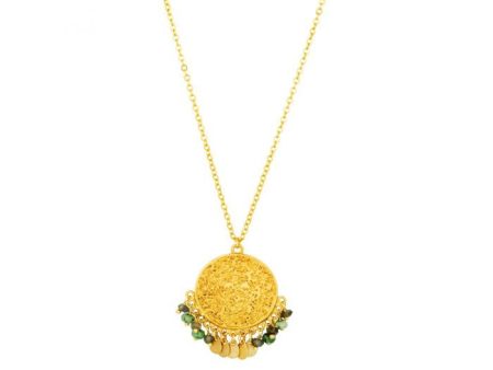 Ashiana JNI09329 Coin & Beads Short Necklace in Green Online Sale