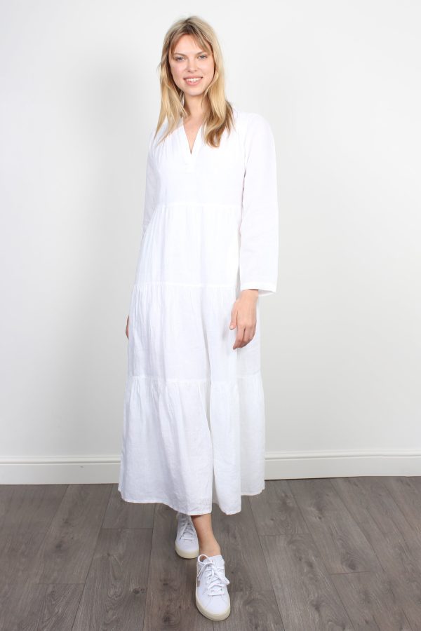 Dilli Grey Kate linen white maxi dress Supply