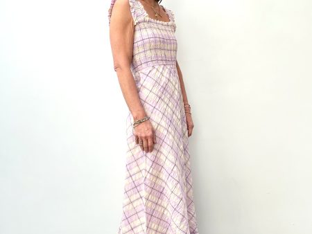 GANNI F5929 Seersucker Check Dress in Orchid Bloom Online now