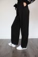 BD Belted Ruffle Edge Wide Leg Pants in Black on Sale