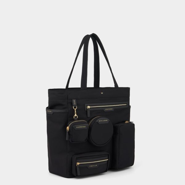 AH Working From Home Tote in Black Recycled Nylon Cheap