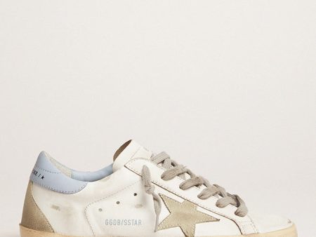 GG Superstar Leather Trainers in White and Powder Blue For Sale