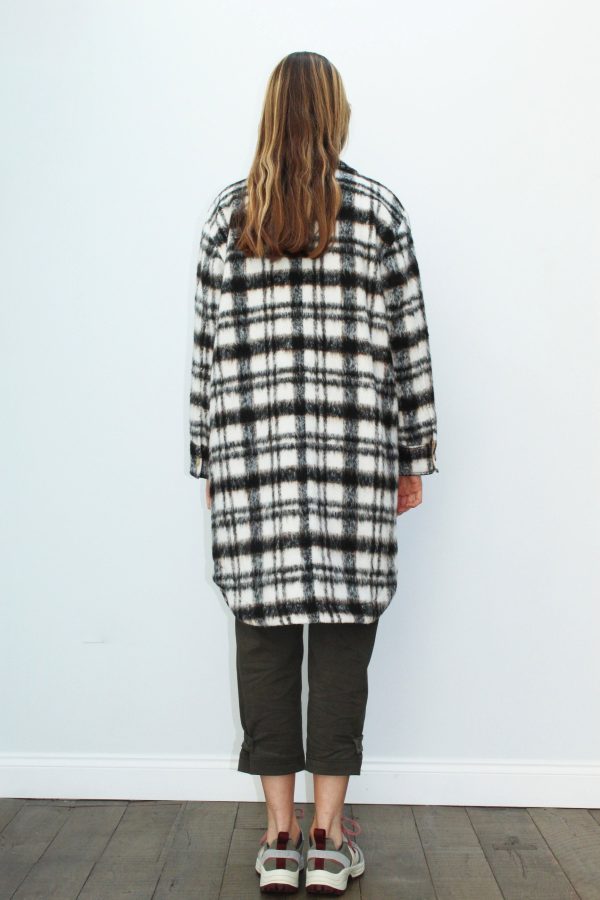 SLF Caron Wool Shirt Jacket in White Check Hot on Sale