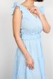 120% Lino blue waterfall linen dress on Sale