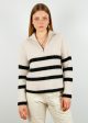 SLF Maline Half Zip Stripe Knit in Birch, Black Fashion