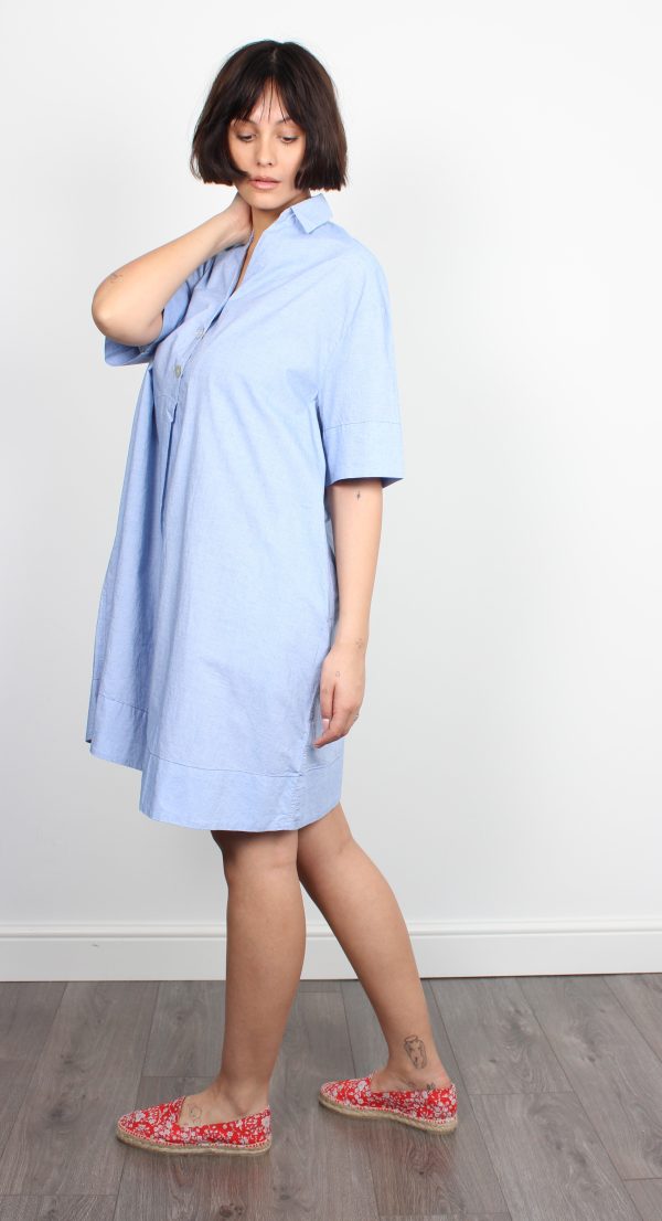 BR Ateliers Cotton Dress in Blue Hot on Sale