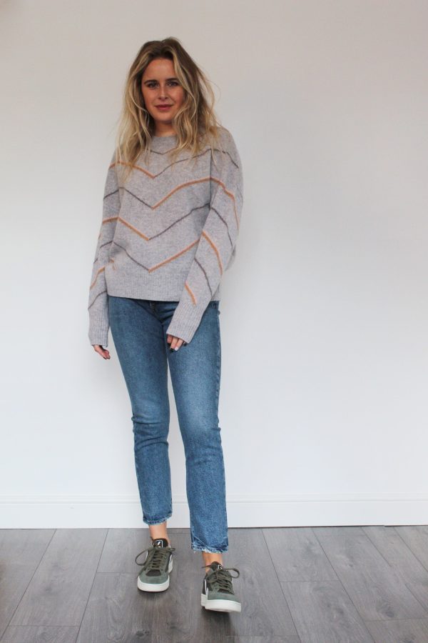 360 Brooke Jumper in Light Heather Grey Multi Online now