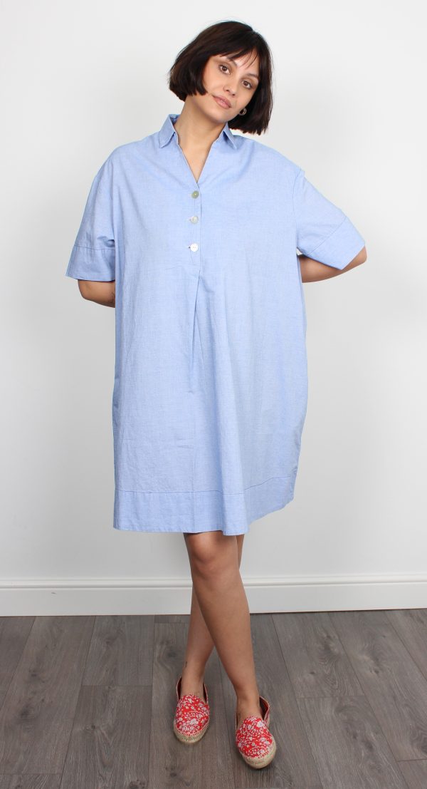 BR Ateliers Cotton Dress in Blue Hot on Sale