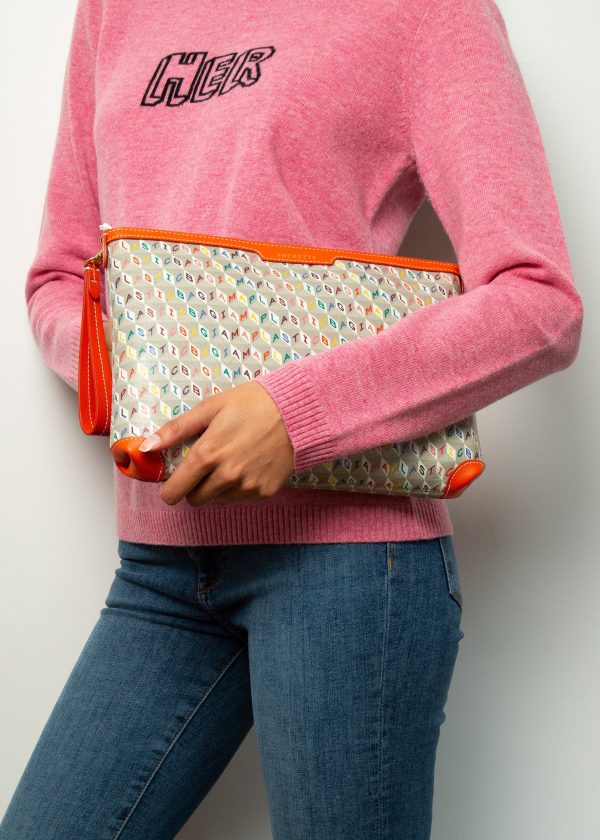 AH I am a Plastic Bag Pochette in Multi, Clementine Online Sale