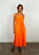 GANNI F7706 Cotton Poplin Maxi Strap Dress in Orange Online Hot Sale