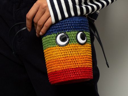 AH Mini Cross Body Eyes in Raffia Multi Cheap