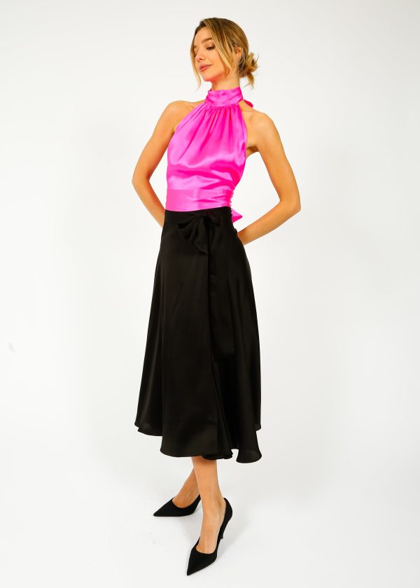 HARMUR Midi Wrap Skirt in Black For Sale