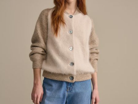 BR Datom Knit Cardi in Parchment For Discount