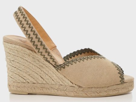 CASTANER Billie Sling Back Wedge in Beige Cheap