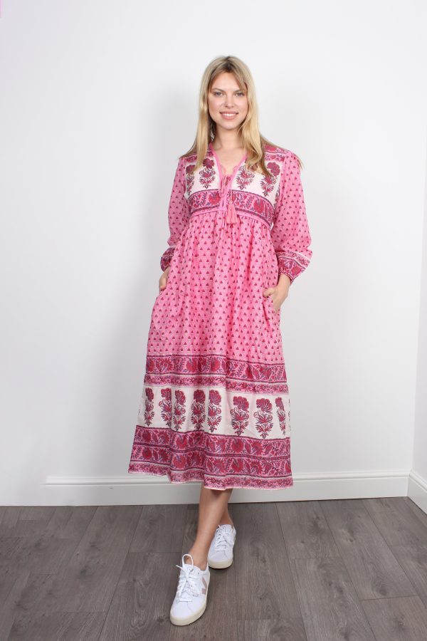 Dilli Grey Jackie rani pink cotton dress For Cheap