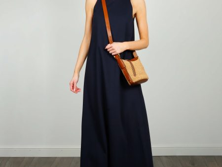 HW A66528 Halter Neck Dress in Navy Blue on Sale