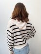 360 Geninne Striped Knit Hoodie in Alabaster, Navy Online Hot Sale