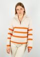 SLF Maline Half Zip Stripe Knit in Birch, Marmalade Supply