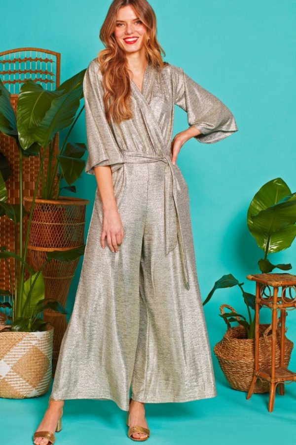 ONJENU Laurie Jumpsuit in Metallic Gold Online Hot Sale