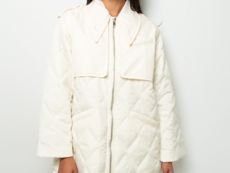 GANNI F7160 Recycled Ripstop Quilt Jacket in Egret For Cheap