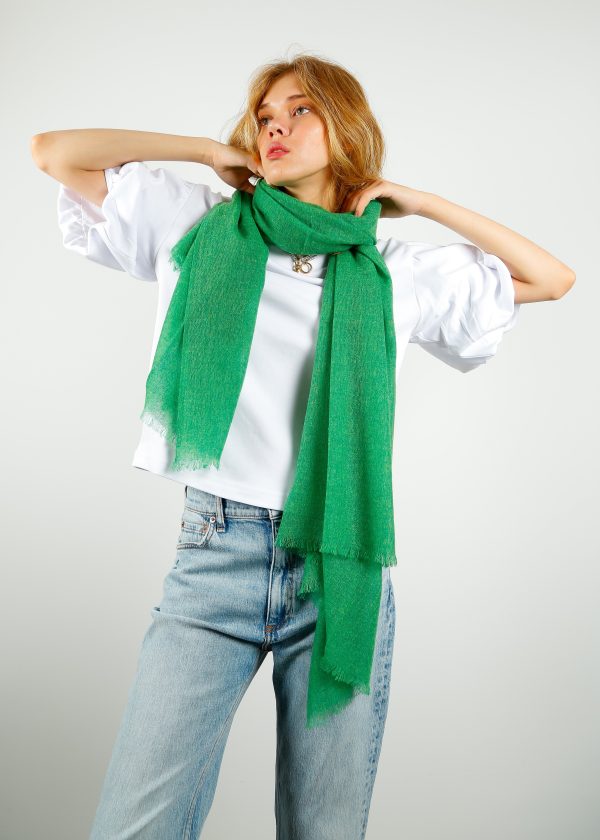 CALEIDO Cashmere Gauze Scarf in Kelly Green Online now