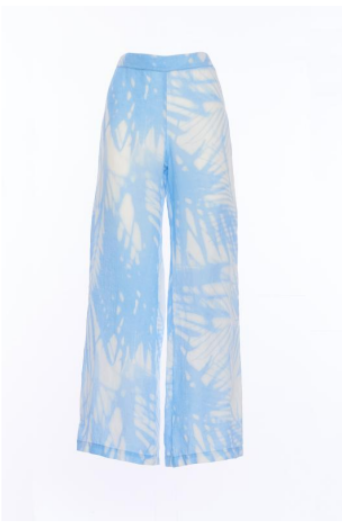 120% Lino V1W29CO Printed Trousers in Blue For Discount