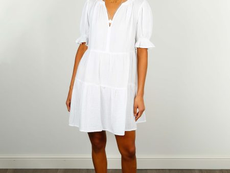 V Clarissa Dress in White Online Hot Sale