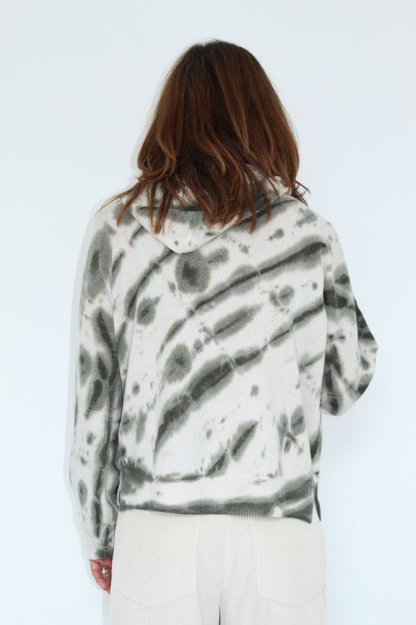 CRUSH Cashmere Tie Dye Tel Aviv Hoodie in Khaki Hot on Sale