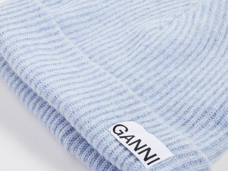 GANNI A3533 Rib Knit Beanie in Heather For Sale