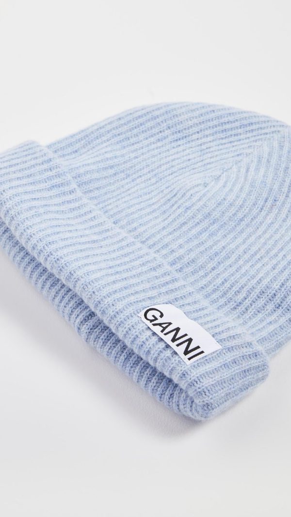 GANNI A3533 Rib Knit Beanie in Heather For Sale