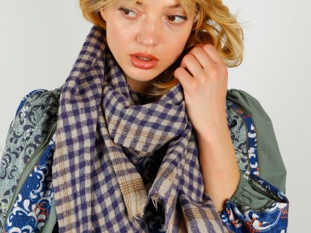 MOISMONT 693 Tiny Check Scarf in Violette Online Sale