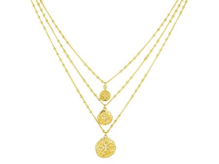 Ashiana JNC00948 Three Line Coin Necklace in Gold Cheap